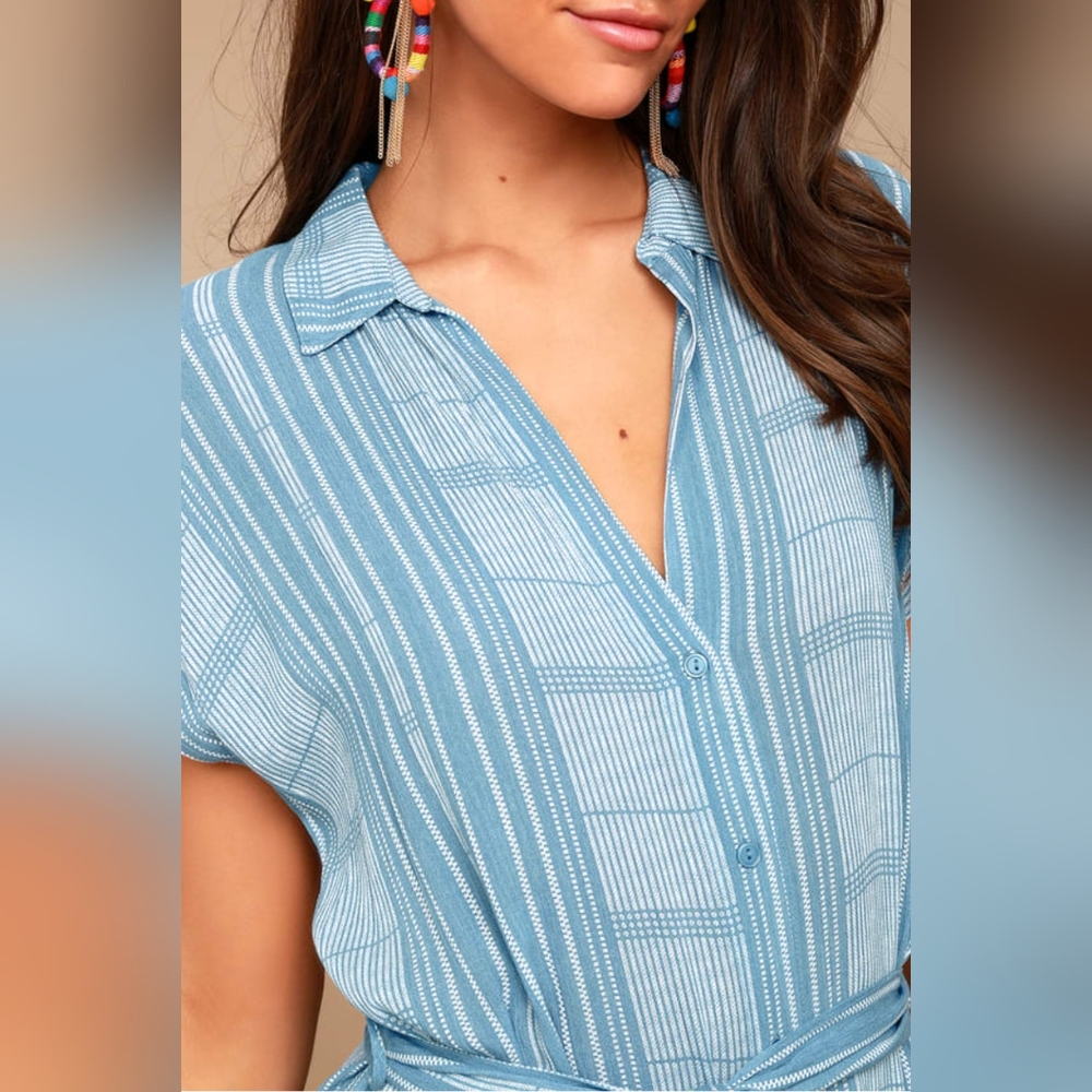 Lush Blue & White Striped Dress - Picture 5 of 13